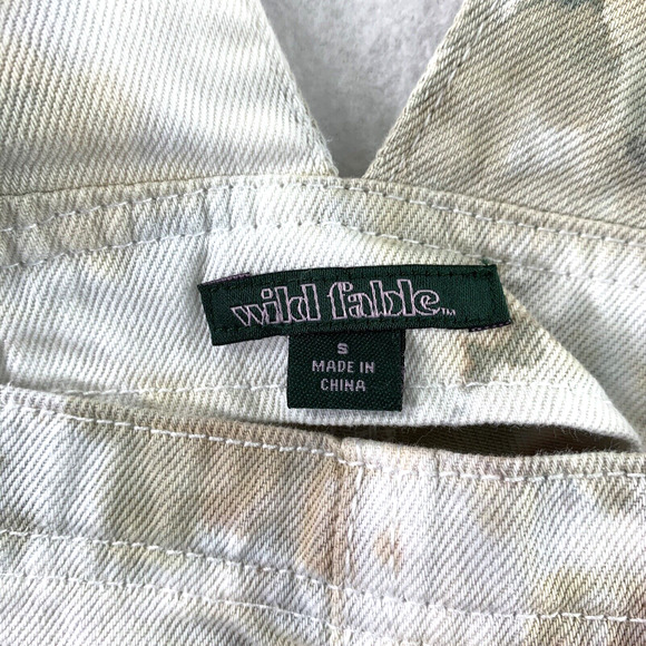 Wild Fable Bib Overall Skirt Womens Small Tie Dye White Denim Raw Hem Casual - Picture 3 of 10